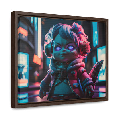 Neon Guardian in the Cyber City - Gallery Canvas Wraps, Horizontal Frame