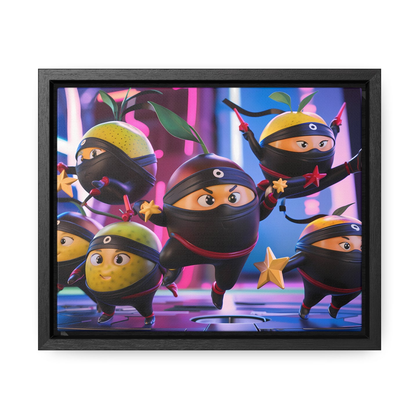 Ninja Citrus Squad: Star Power Unleashed - Gallery Canvas Wraps, Horizontal Frame