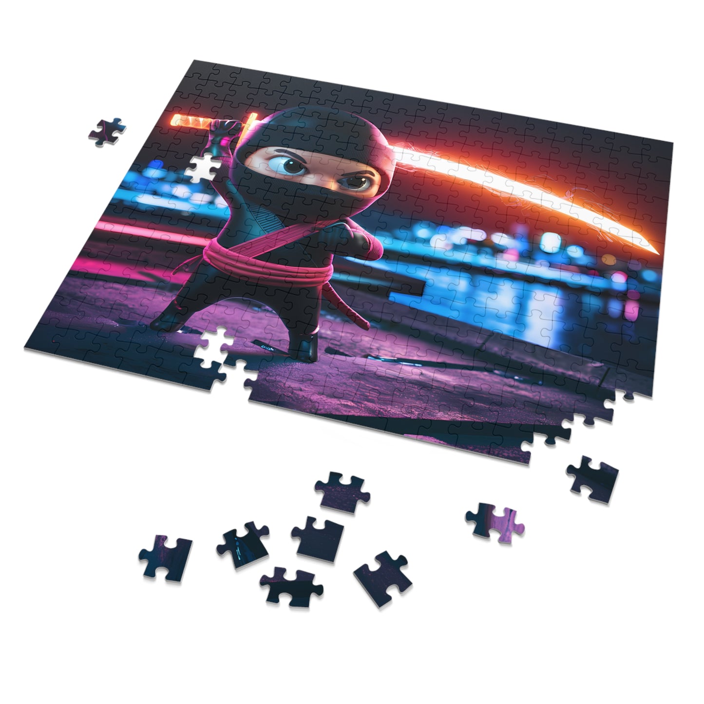 Neon Ninja on the Rooftop - Jigsaw Puzzle (30, 110, 252, 500,1000-Piece)