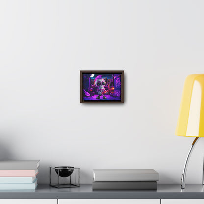 "Punk Rock Skeleton Warrior in Neon City" - Gallery Canvas Wraps, Horizontal Frame