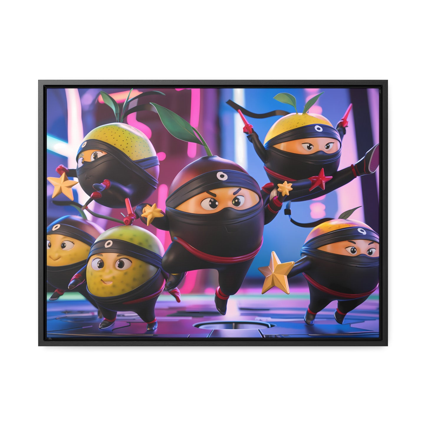 Ninja Citrus Squad: Star Power Unleashed - Gallery Canvas Wraps, Horizontal Frame