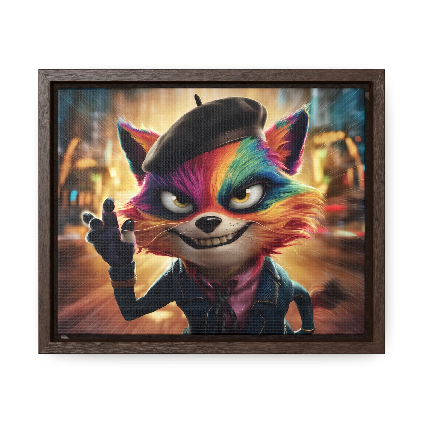Feline Frenzy in the City Lights - Gallery Canvas Wraps, Horizontal Frame