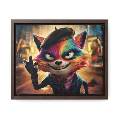 Feline Frenzy in the City Lights - Gallery Canvas Wraps, Horizontal Frame
