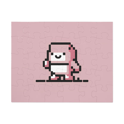 Pixelated Pink Character on a Soft Background - Jigsaw Puzzle (30, 110, 252, 500,1000-Piece)