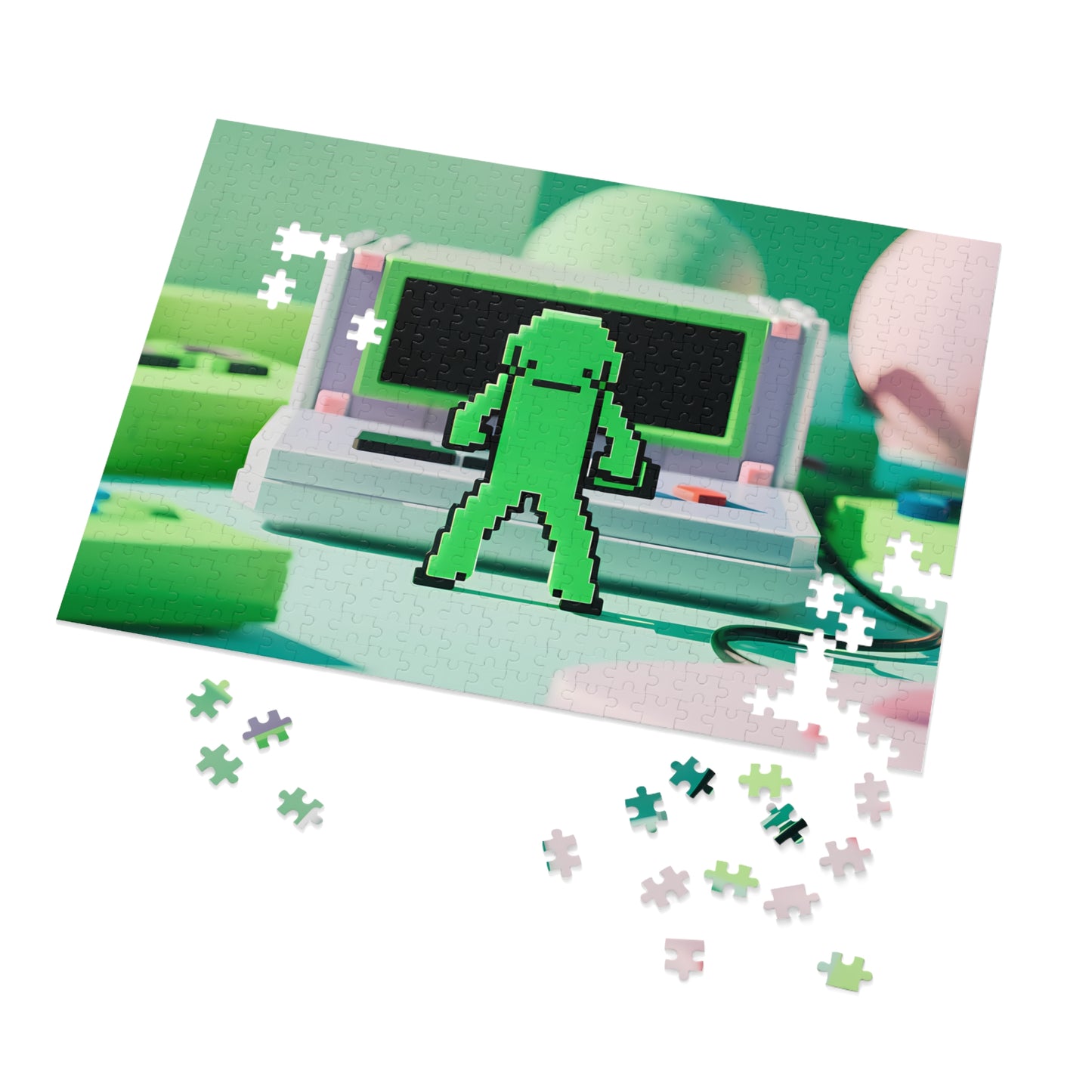 Pixel Guardian in the Digital Realm - Jigsaw Puzzle (30, 110, 252, 500,1000-Piece)