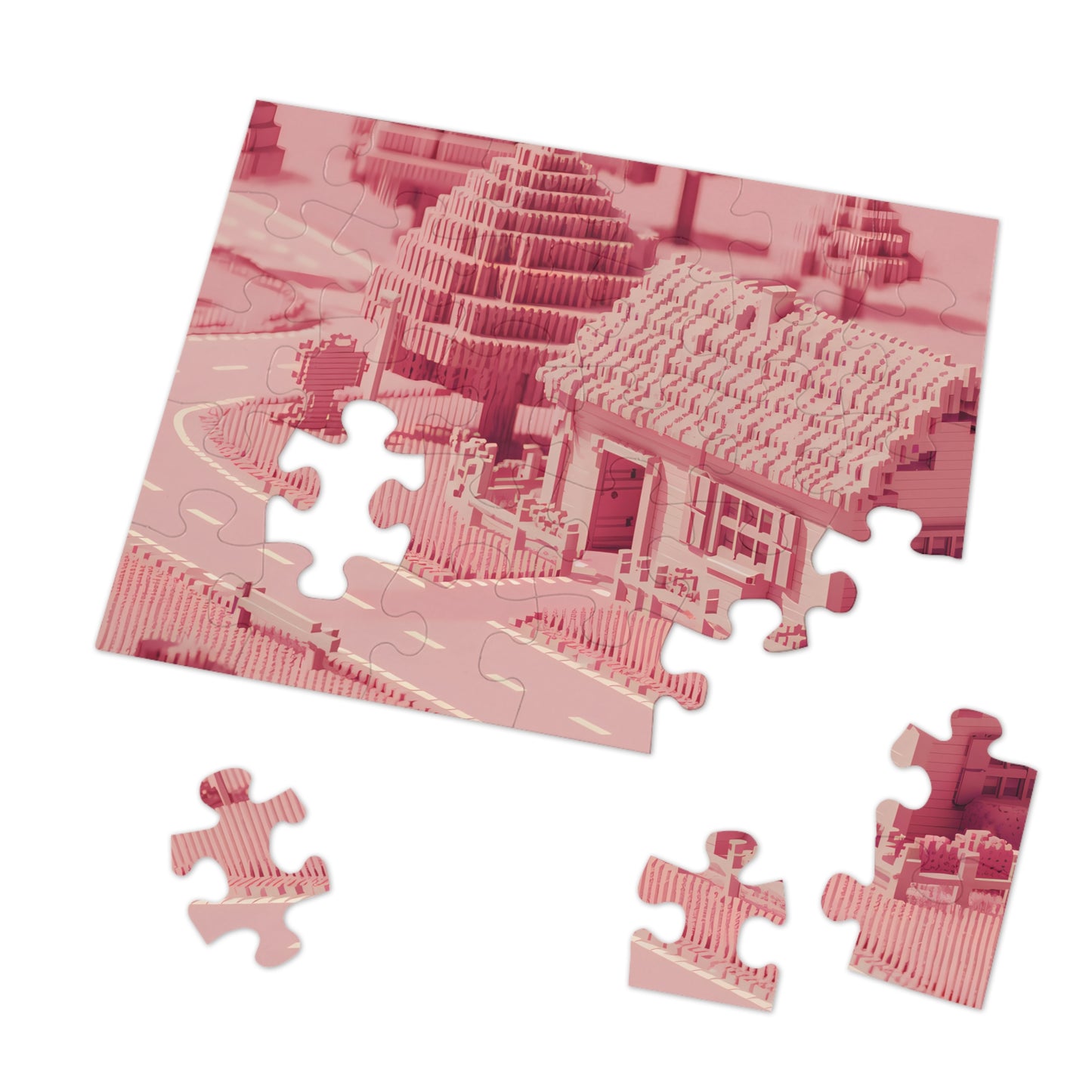 Pixelated Suburban Dream - Jigsaw Puzzle (30, 110, 252, 500,1000-Piece)