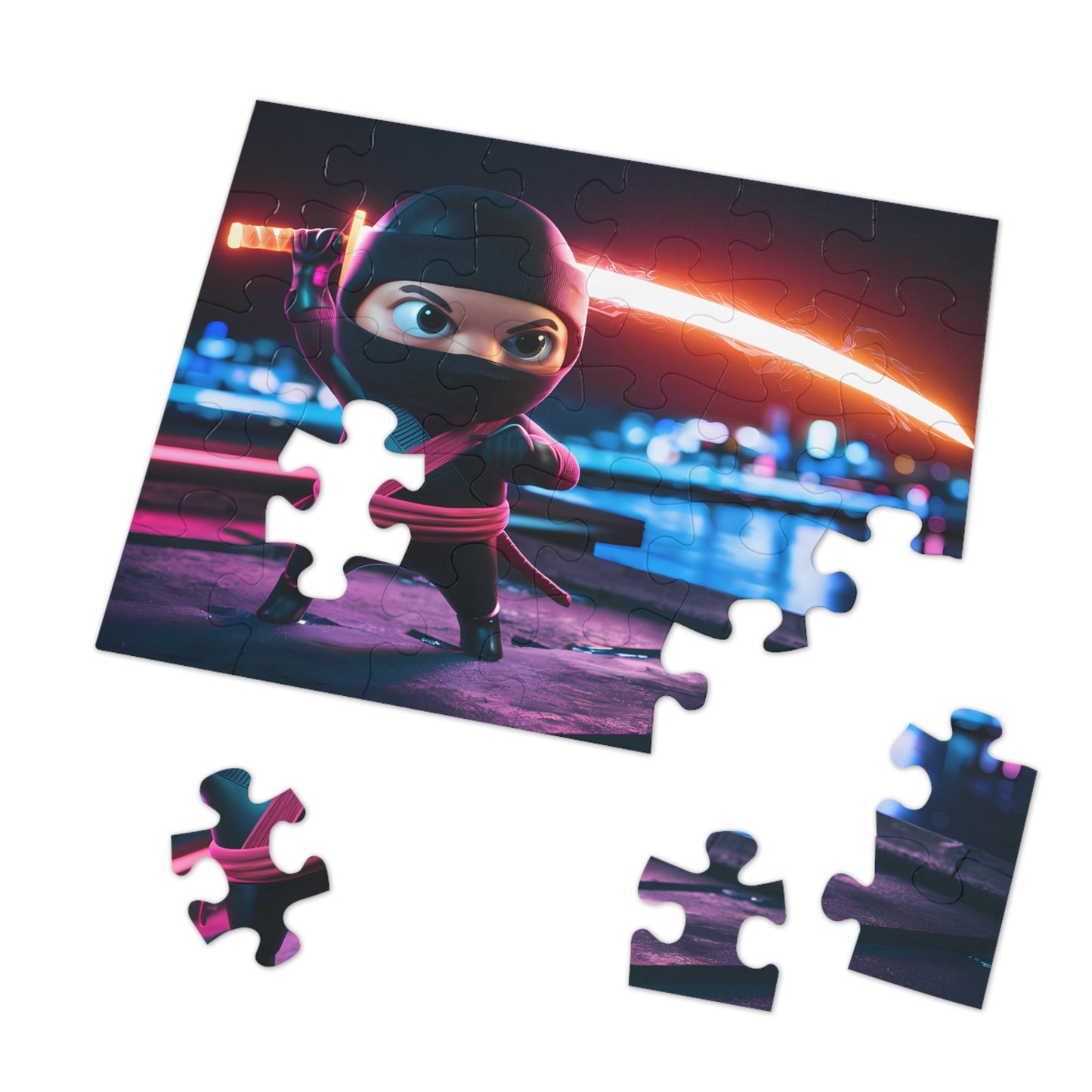 Neon Ninja on the Rooftop - Jigsaw Puzzle (30, 110, 252, 500,1000-Piece)