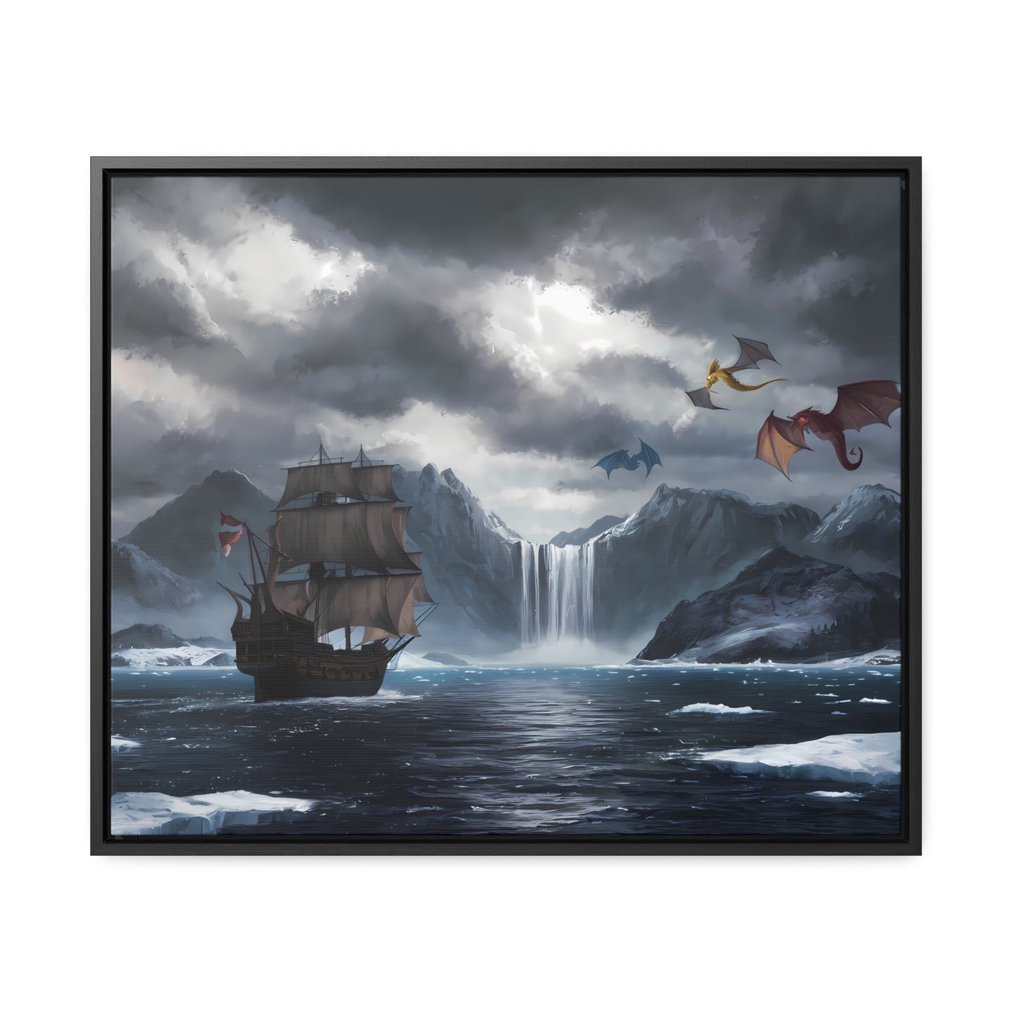 "The Voyage to Dragon's Fjord" - Gallery Canvas Wraps, Horizontal Frame