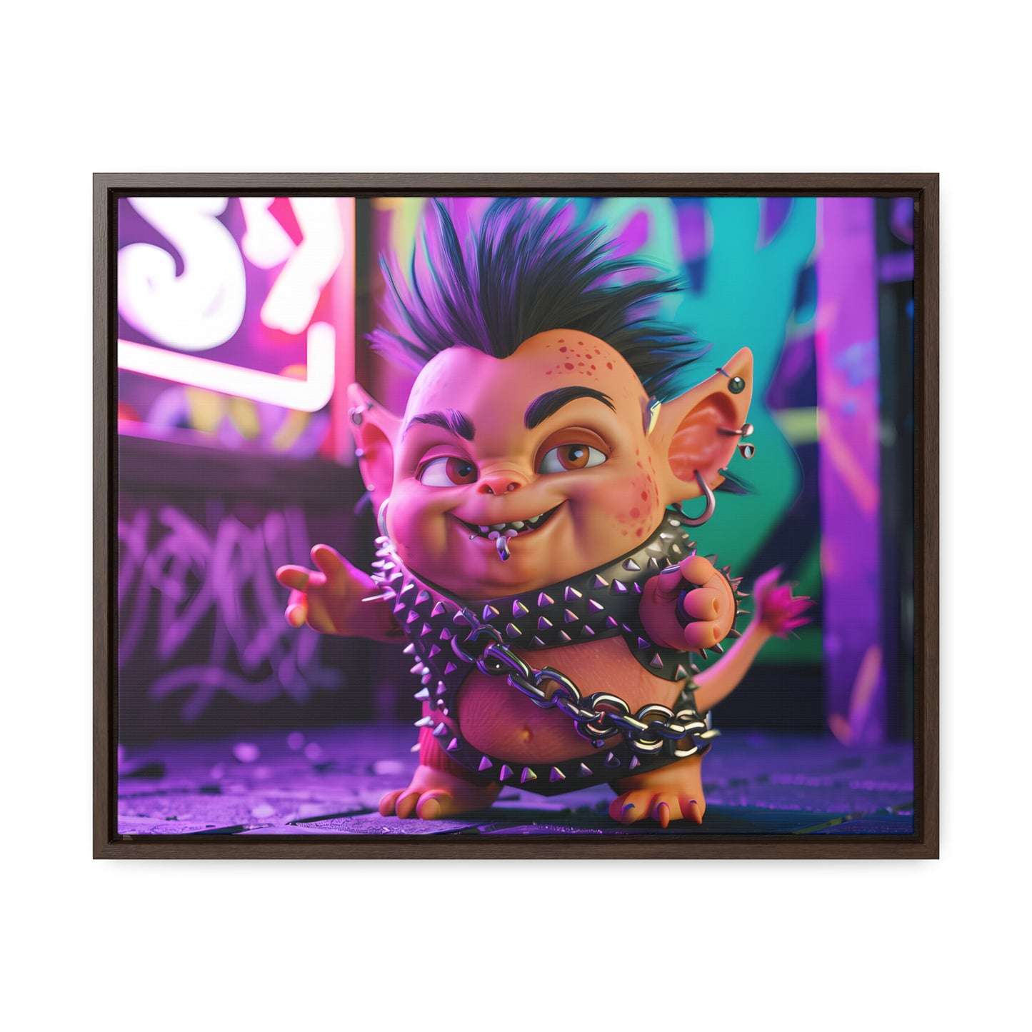 Punk Goblin in the Neon Alley - Gallery Canvas Wraps, Horizontal Frame