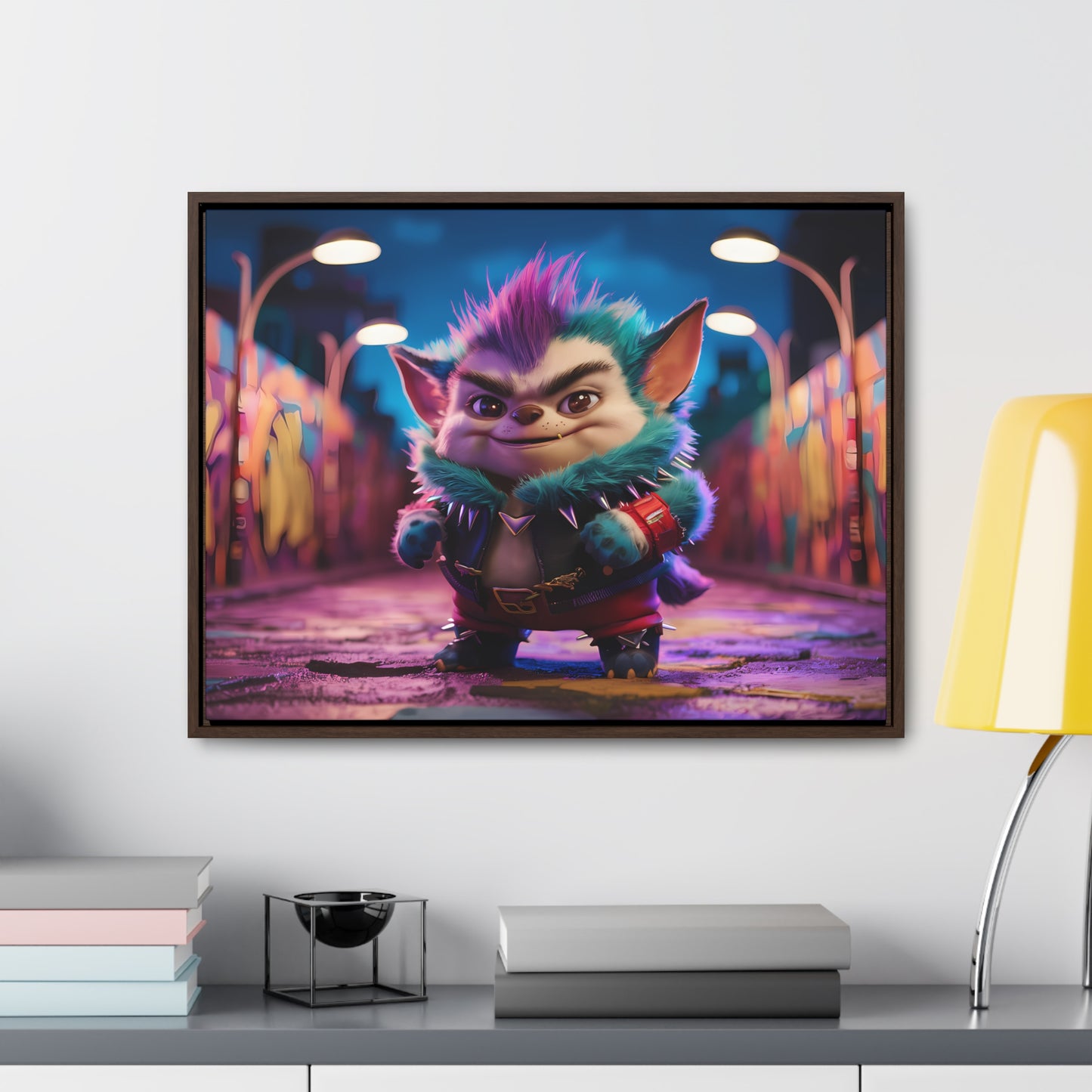 Rebel Furry in the Neon Alley - Gallery Canvas Wraps, Horizontal Frame
