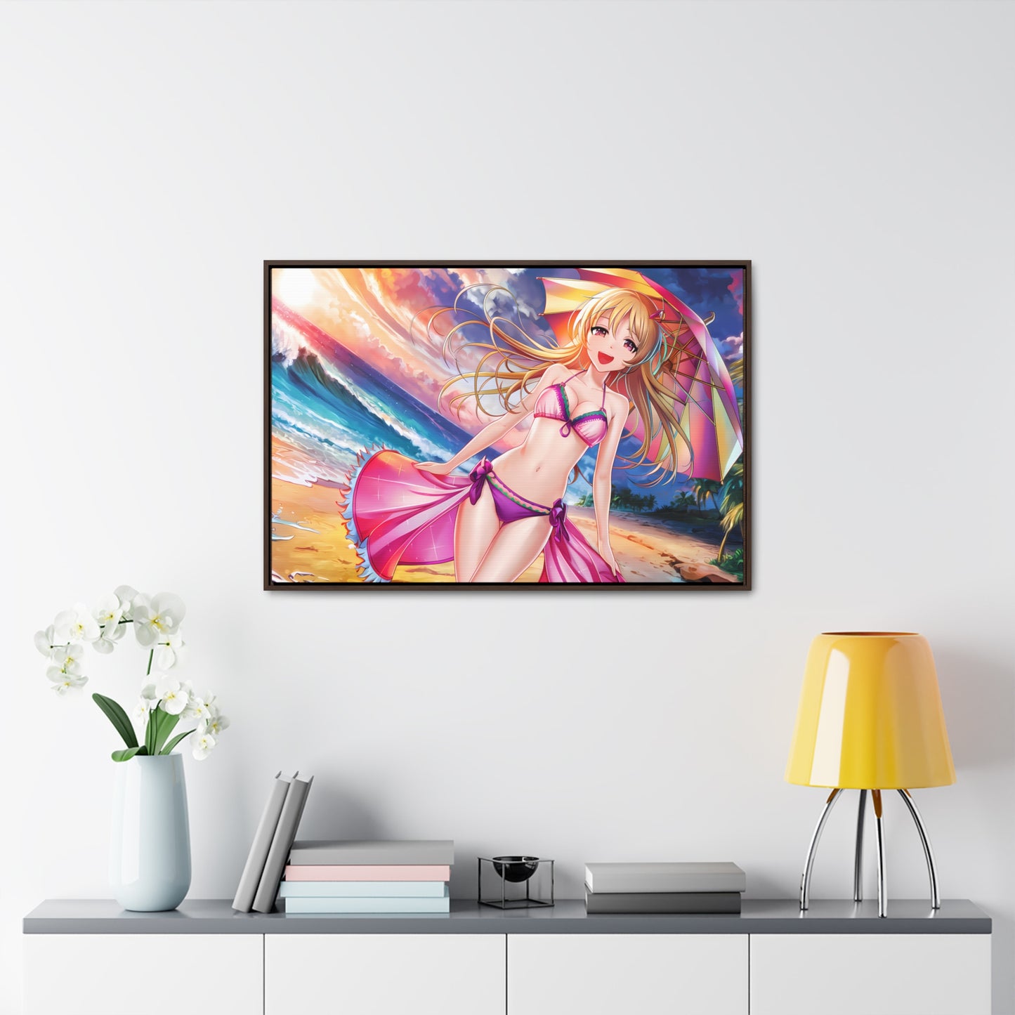 Sunset Stroll on the Beach - Gallery Canvas Wraps, Horizontal Frame