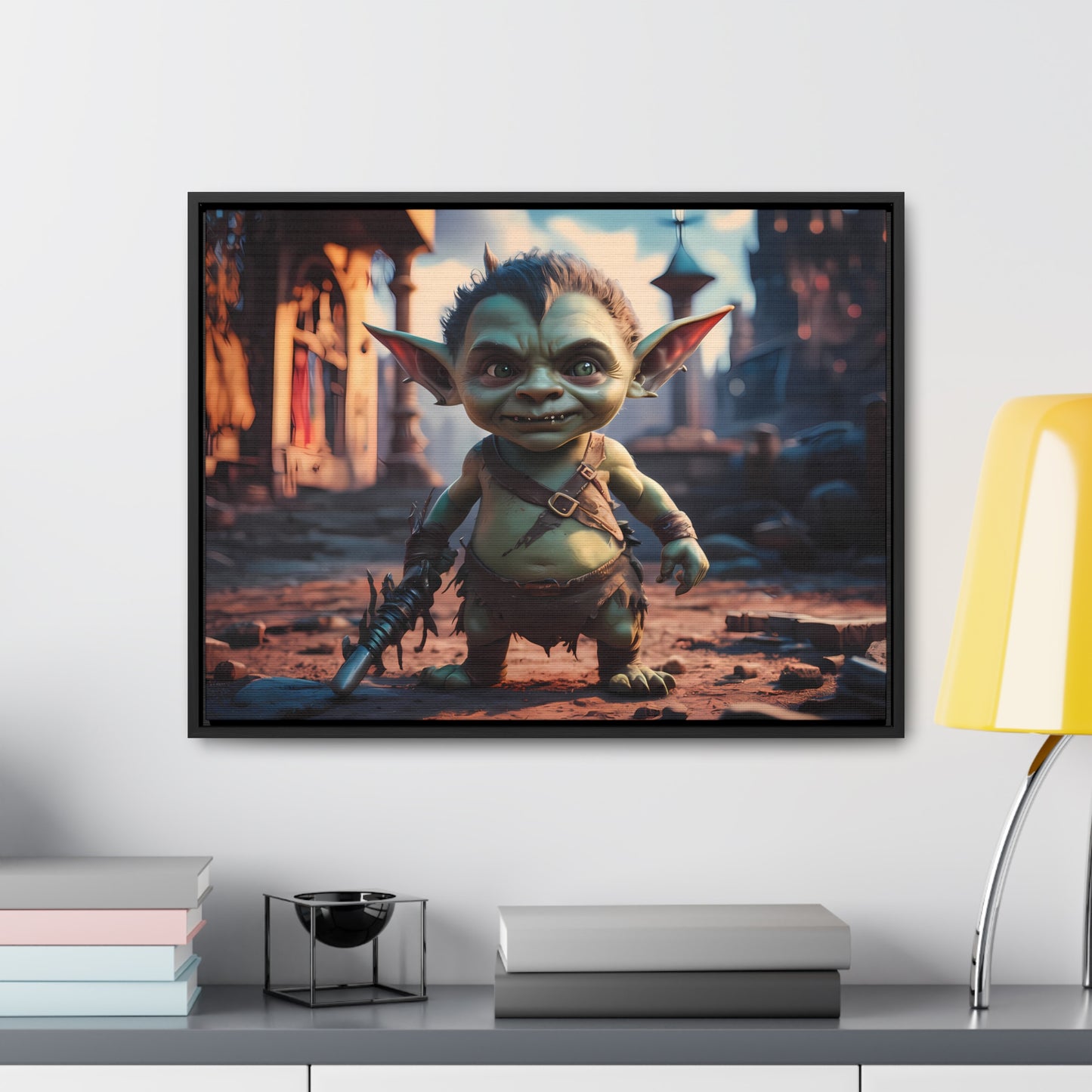 Goblin Warrior in the Ruined City - Gallery Canvas Wraps, Horizontal Frame