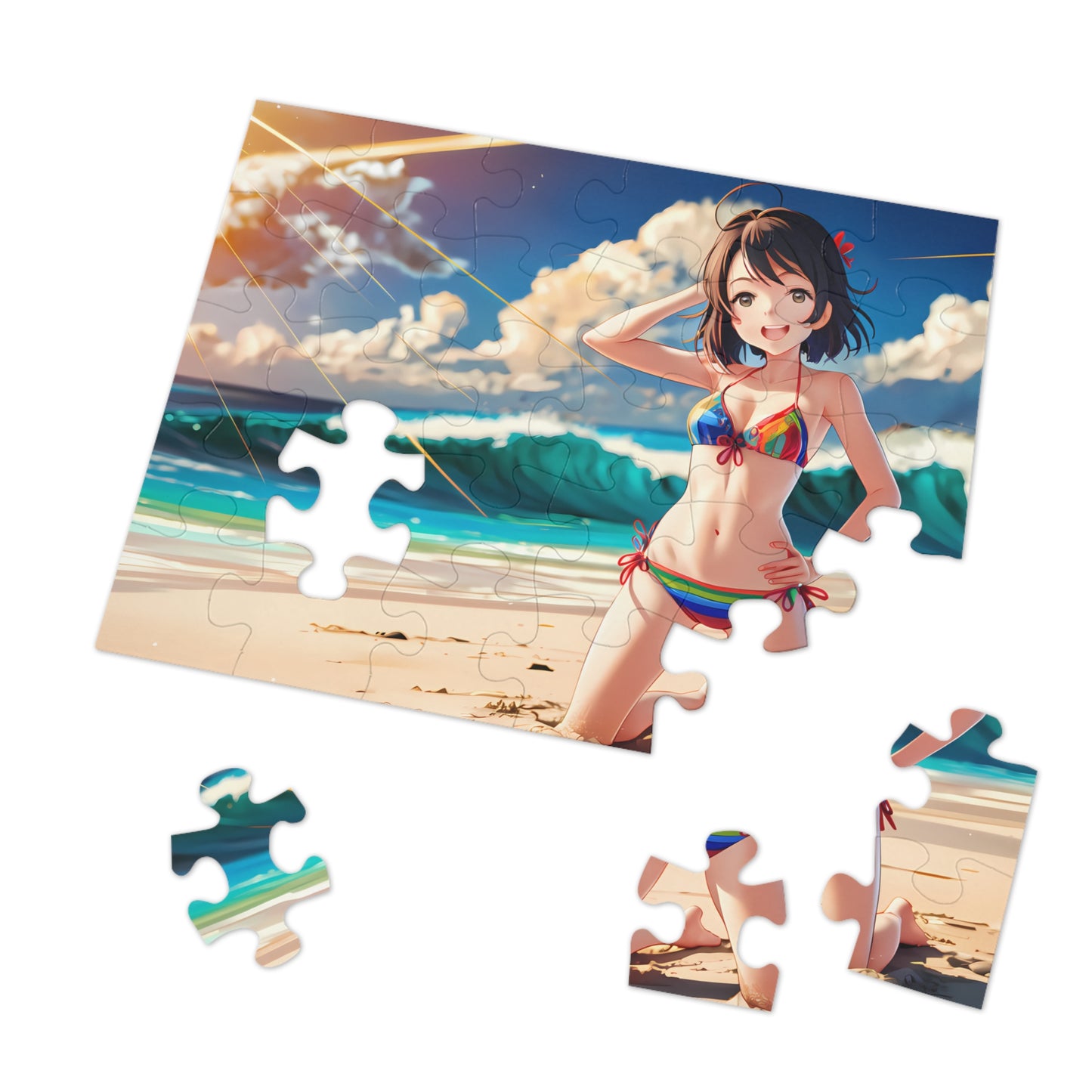 "Sunlit Waves and Smiles" - Jigsaw Puzzle (30, 110, 252, 500,1000-Piece)