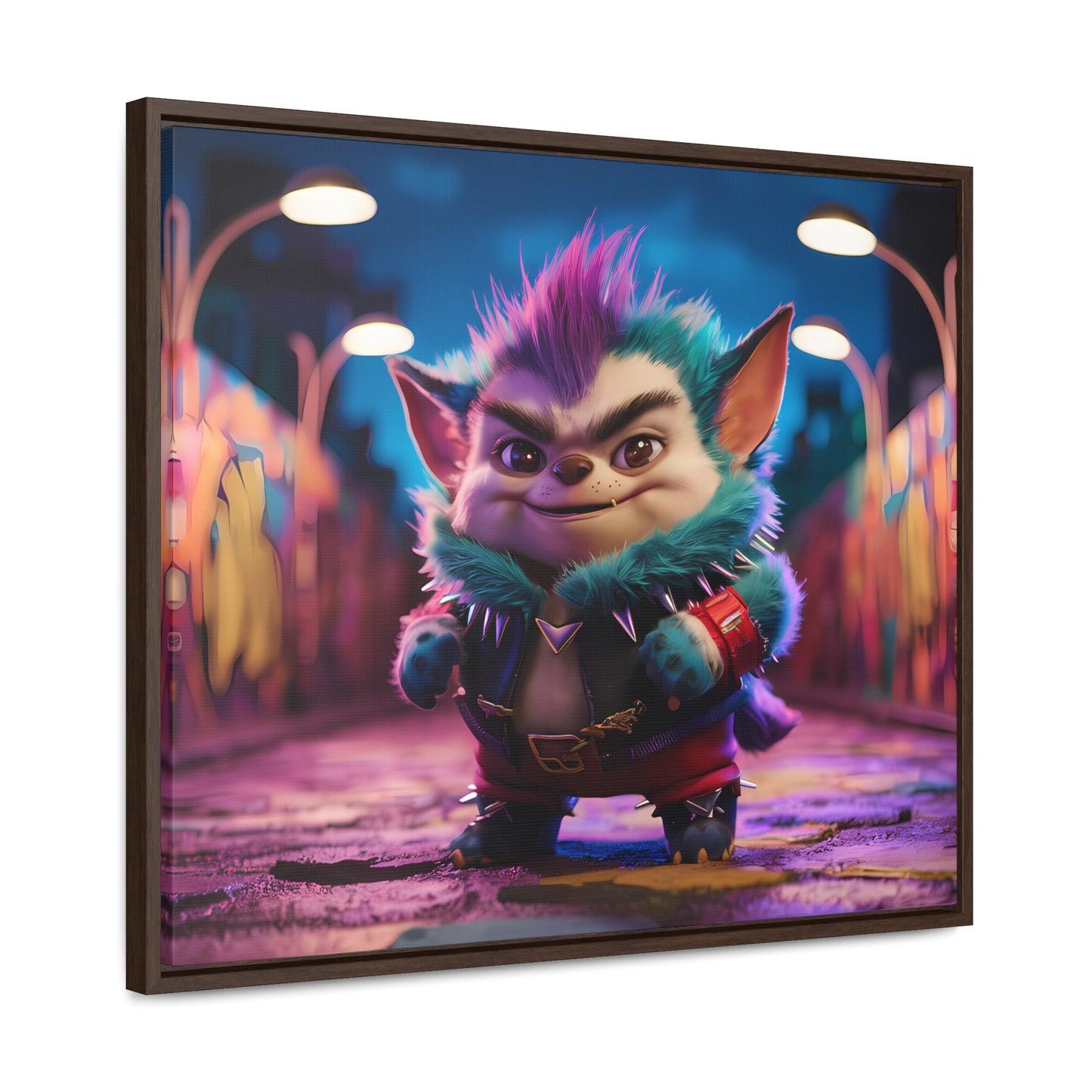 Rebel Furry in the Neon Alley - Gallery Canvas Wraps, Horizontal Frame
