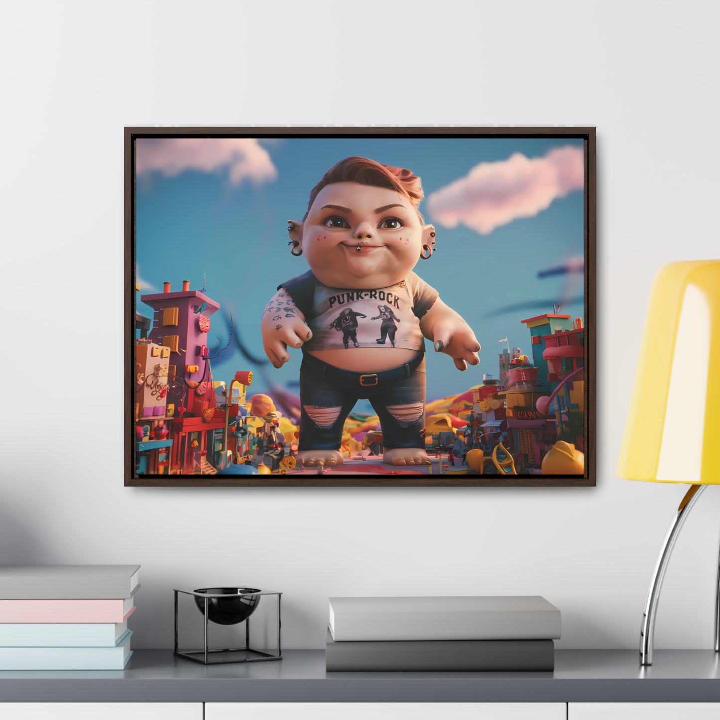 "Punk Rock Titan in Toy Town" - Gallery Canvas Wraps, Horizontal Frame