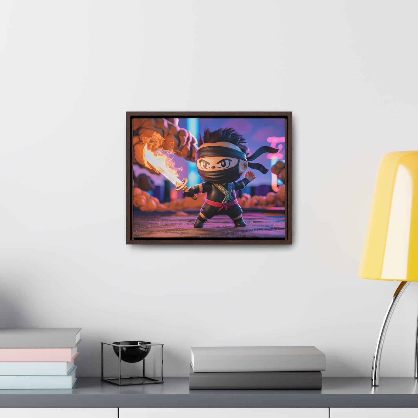 "Flameblade Ninja in Action" - Gallery Canvas Wraps, Horizontal Frame