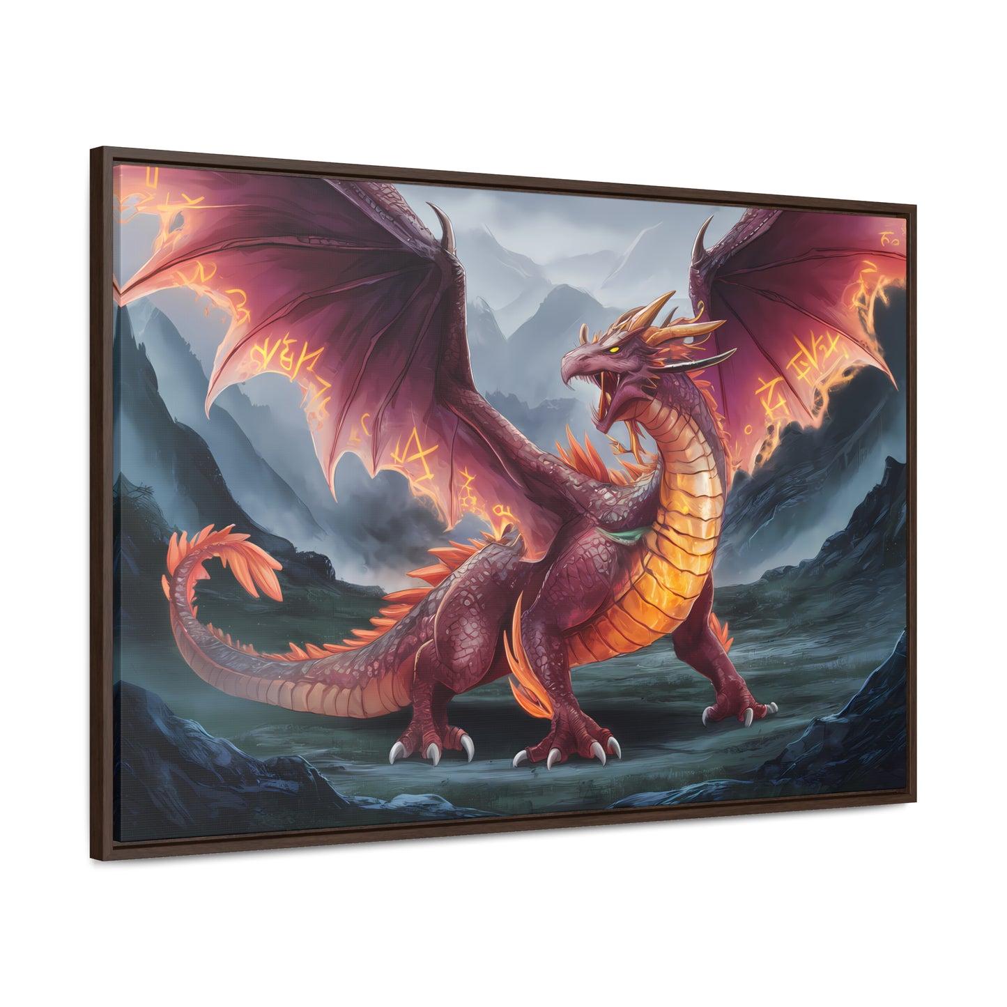 The Inferno Wyrm of the Ashen Peaks - Gallery Canvas Wraps, Horizontal Frame