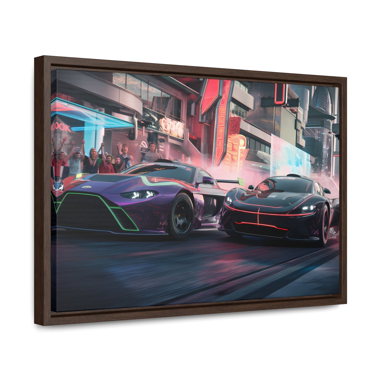Neon Drift Showdown - Gallery Canvas Wraps, Horizontal Frame