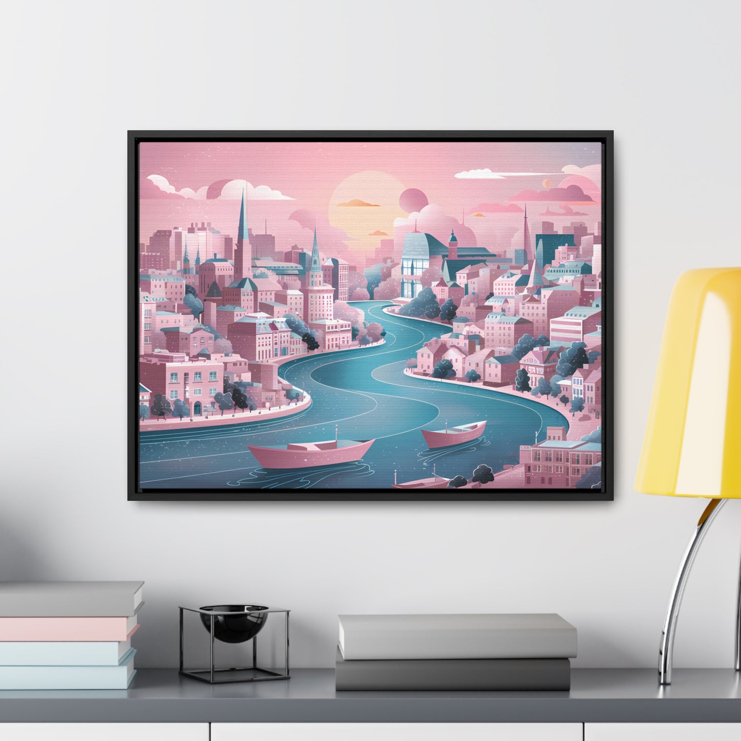 Serene City at Dawn - Gallery Canvas Wraps, Horizontal Frame