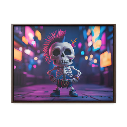 Punk Skeleton in Neon City - Gallery Canvas Wraps, Horizontal Frame