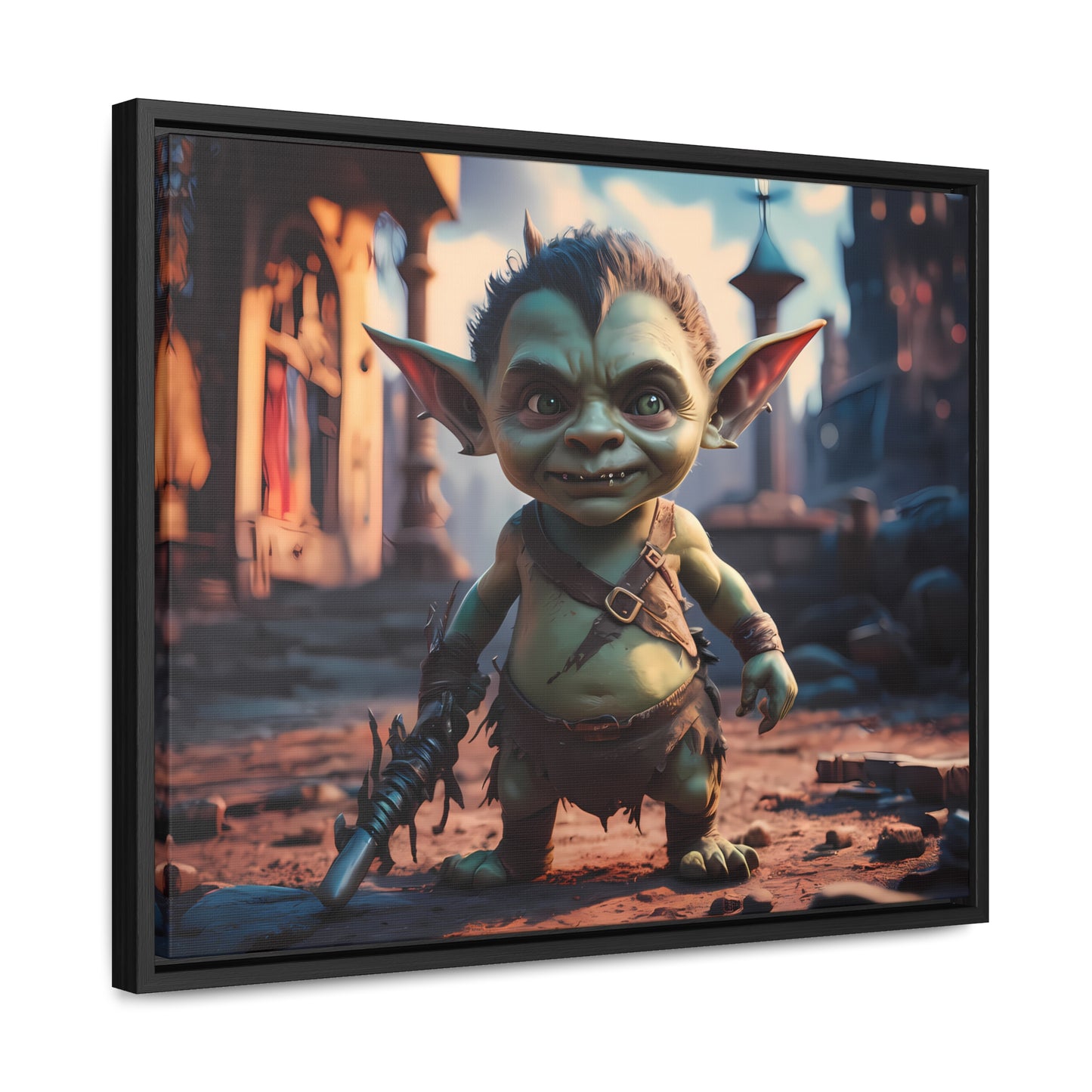 Goblin Warrior in the Ruined City - Gallery Canvas Wraps, Horizontal Frame