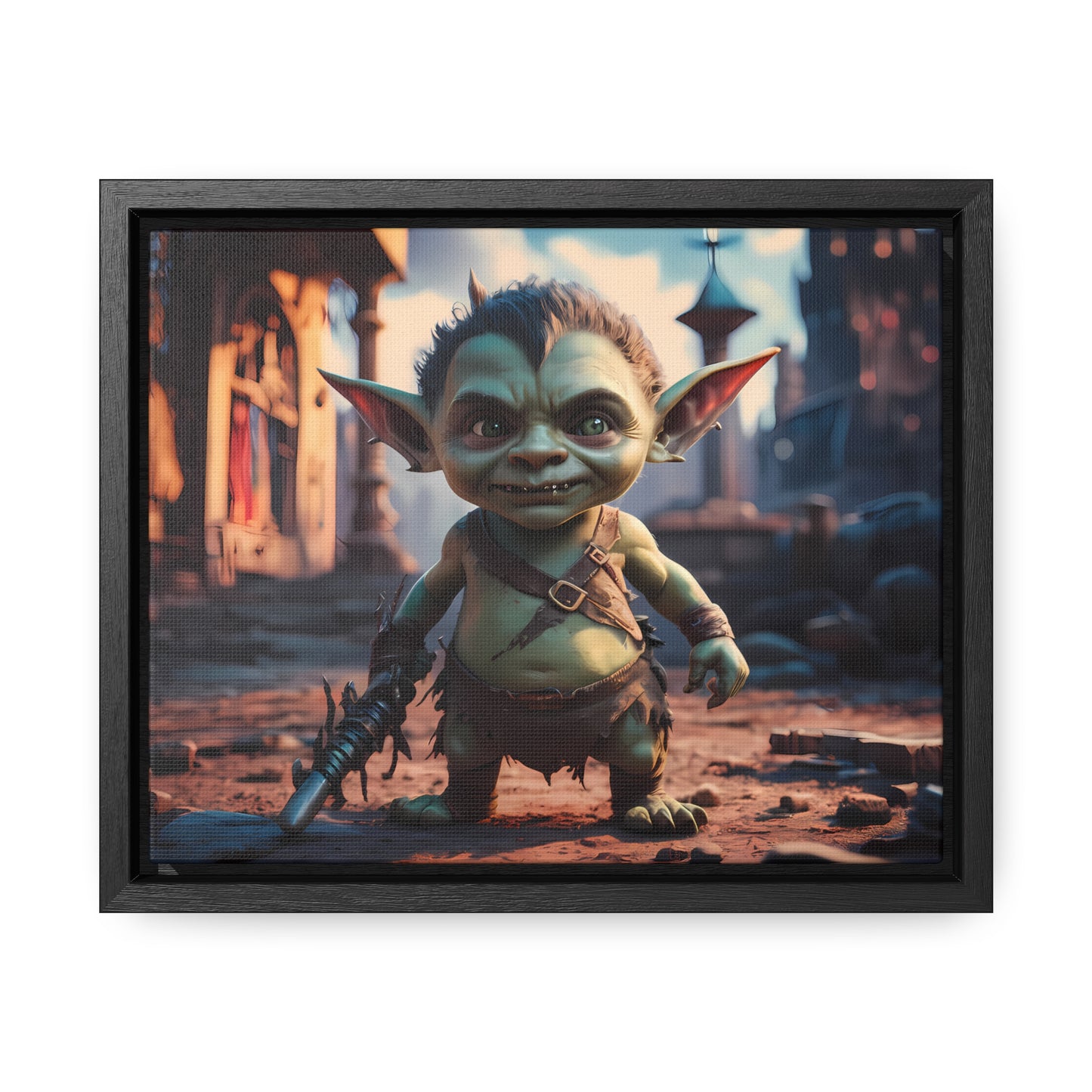 Goblin Warrior in the Ruined City - Gallery Canvas Wraps, Horizontal Frame