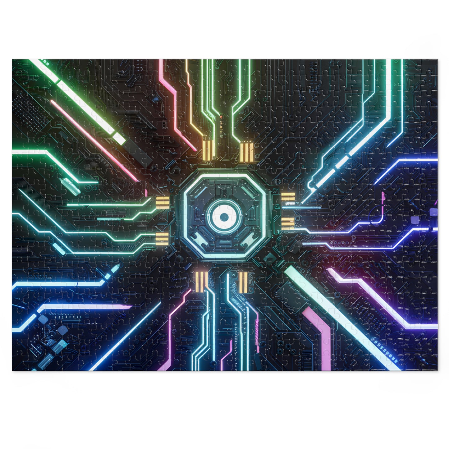 Neon Circuit Nexus - Jigsaw Puzzle (30, 110, 252, 500,1000-Piece)