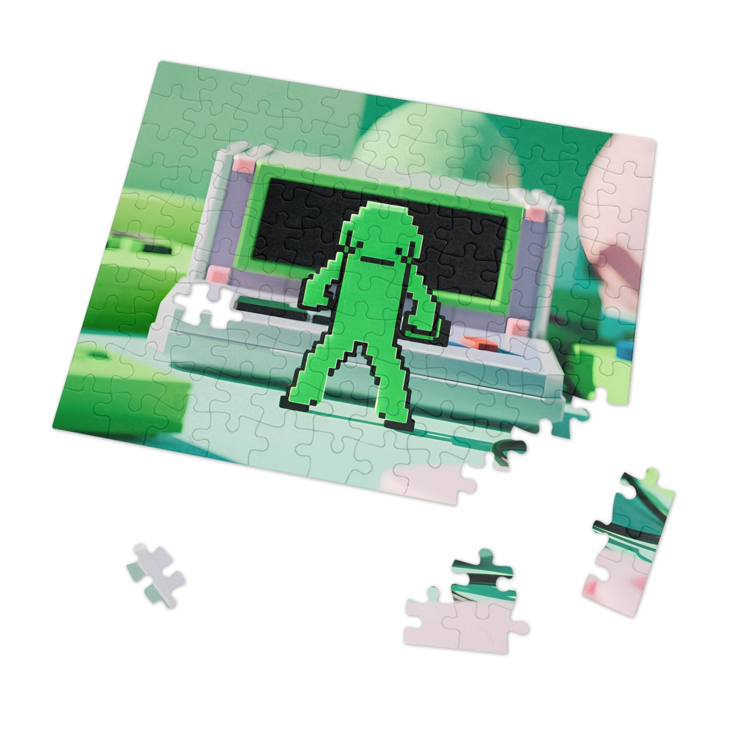 Pixel Guardian in the Digital Realm - Jigsaw Puzzle (30, 110, 252, 500,1000-Piece)