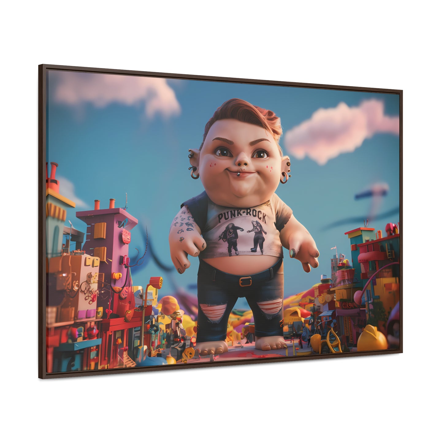 "Punk Rock Titan in Toy Town" - Gallery Canvas Wraps, Horizontal Frame