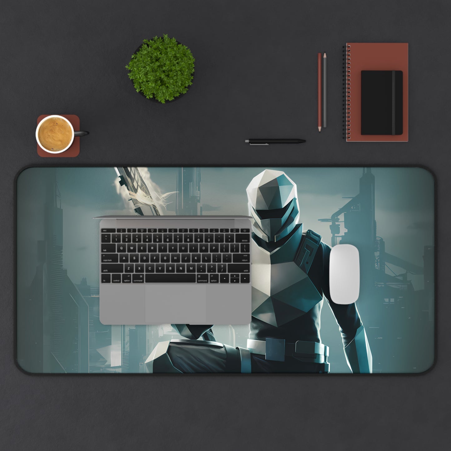 Geometric Cyber Soldier - Desk Mat