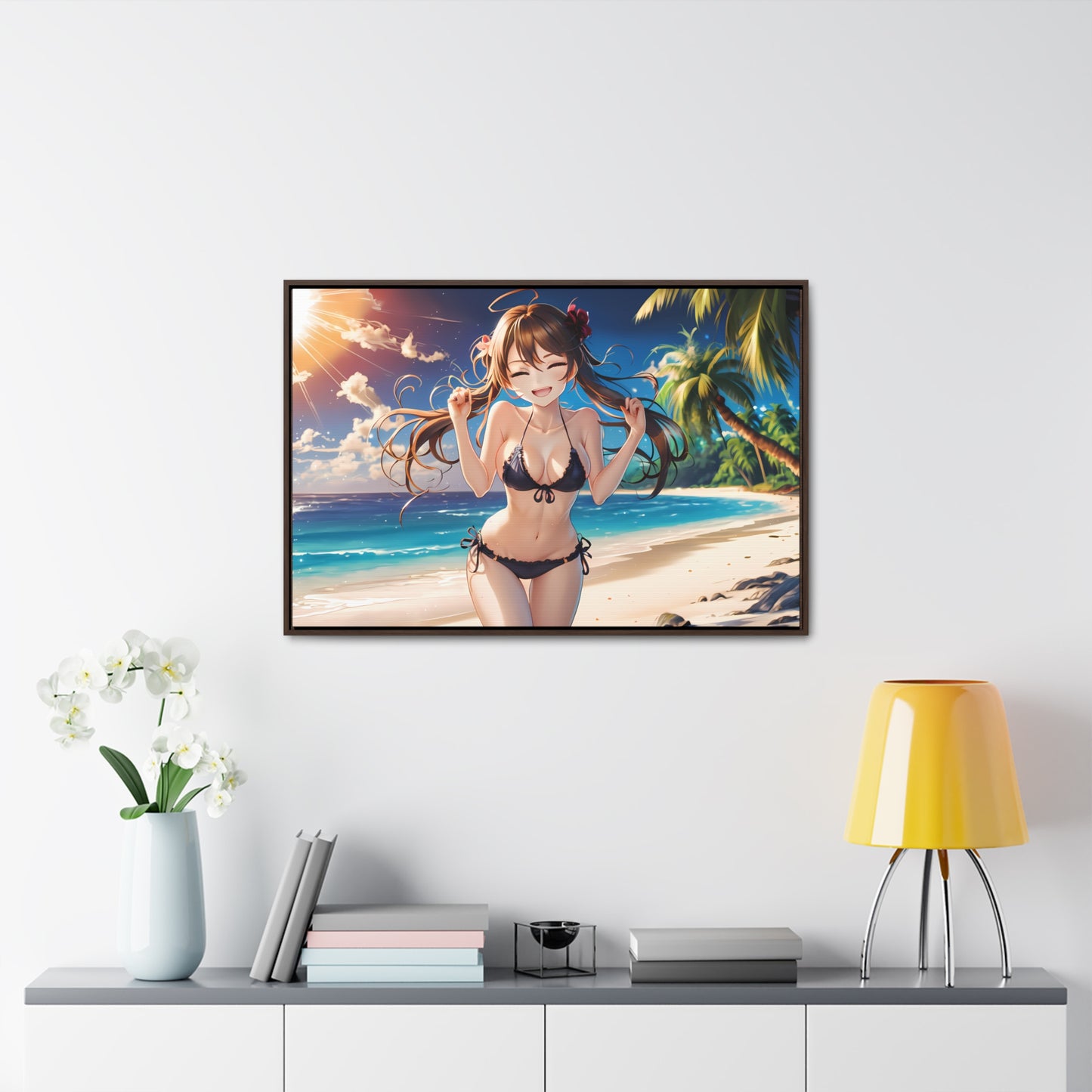 Sunlit Joy on the Beach - Gallery Canvas Wraps, Horizontal Frame