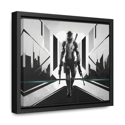 Sentinel of the Neon Metropolis - Gallery Canvas Wraps, Horizontal Frame