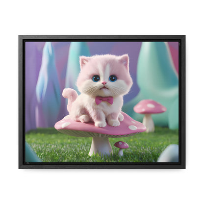 Whimsical Kitten on a Mushroom Throne - Gallery Canvas Wraps, Horizontal Frame