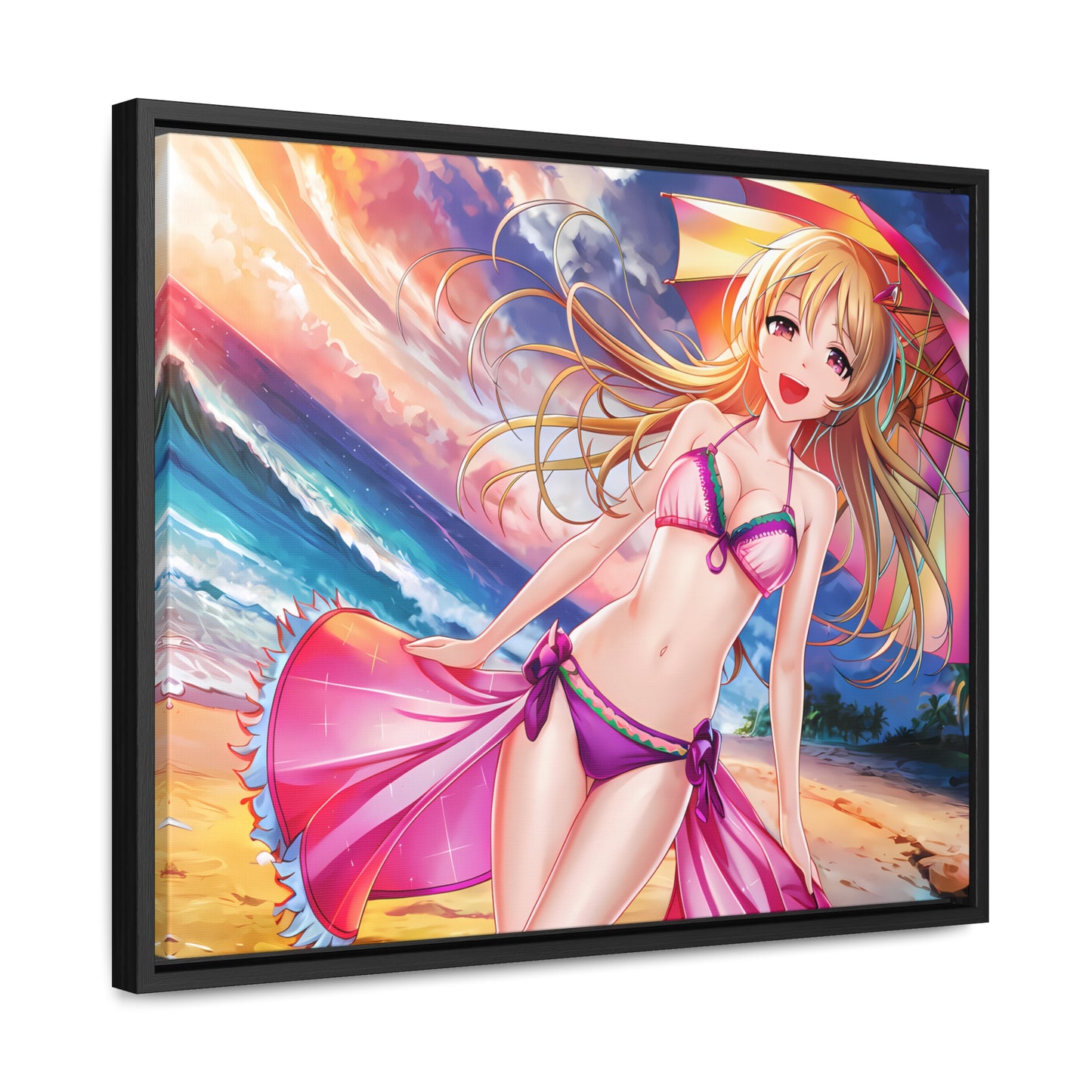 Sunset Stroll on the Beach - Gallery Canvas Wraps, Horizontal Frame