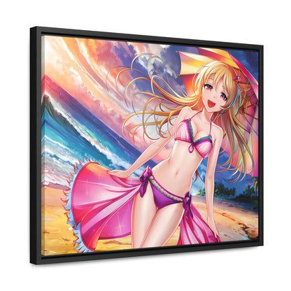 Sunset Stroll on the Beach - Gallery Canvas Wraps, Horizontal Frame
