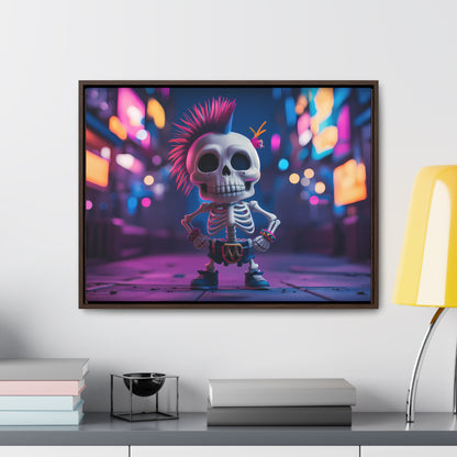 Punk Skeleton in Neon City - Gallery Canvas Wraps, Horizontal Frame