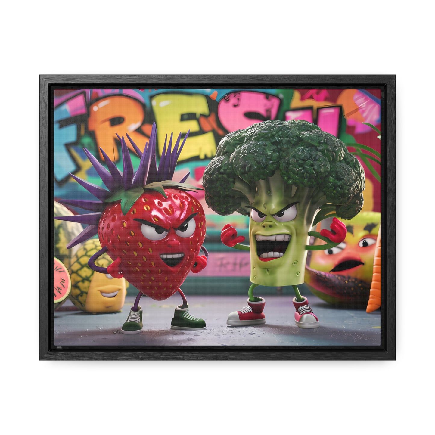 "Fresh Fight: Battle of the Bites" - Gallery Canvas Wraps, Horizontal Frame
