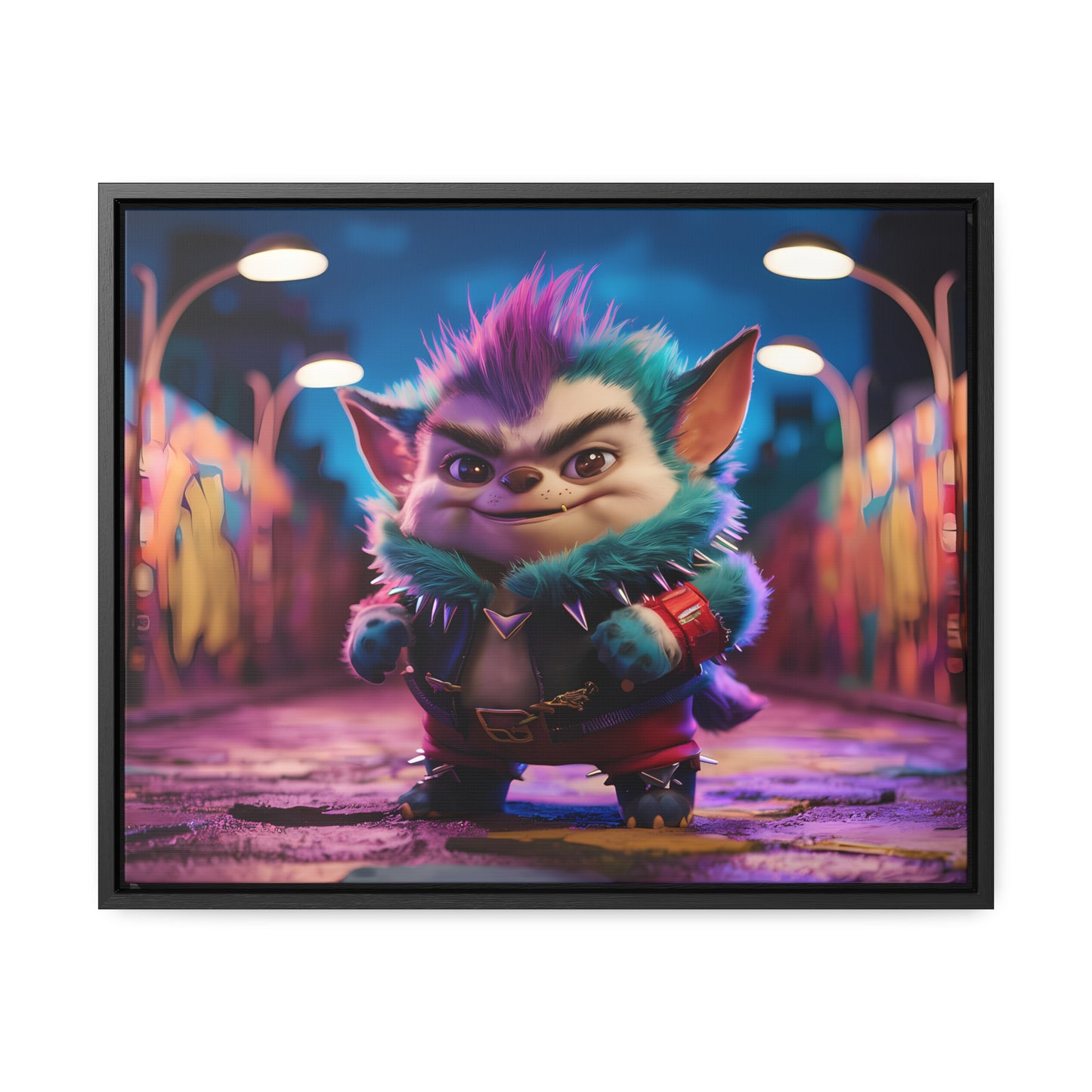 Rebel Furry in the Neon Alley - Gallery Canvas Wraps, Horizontal Frame
