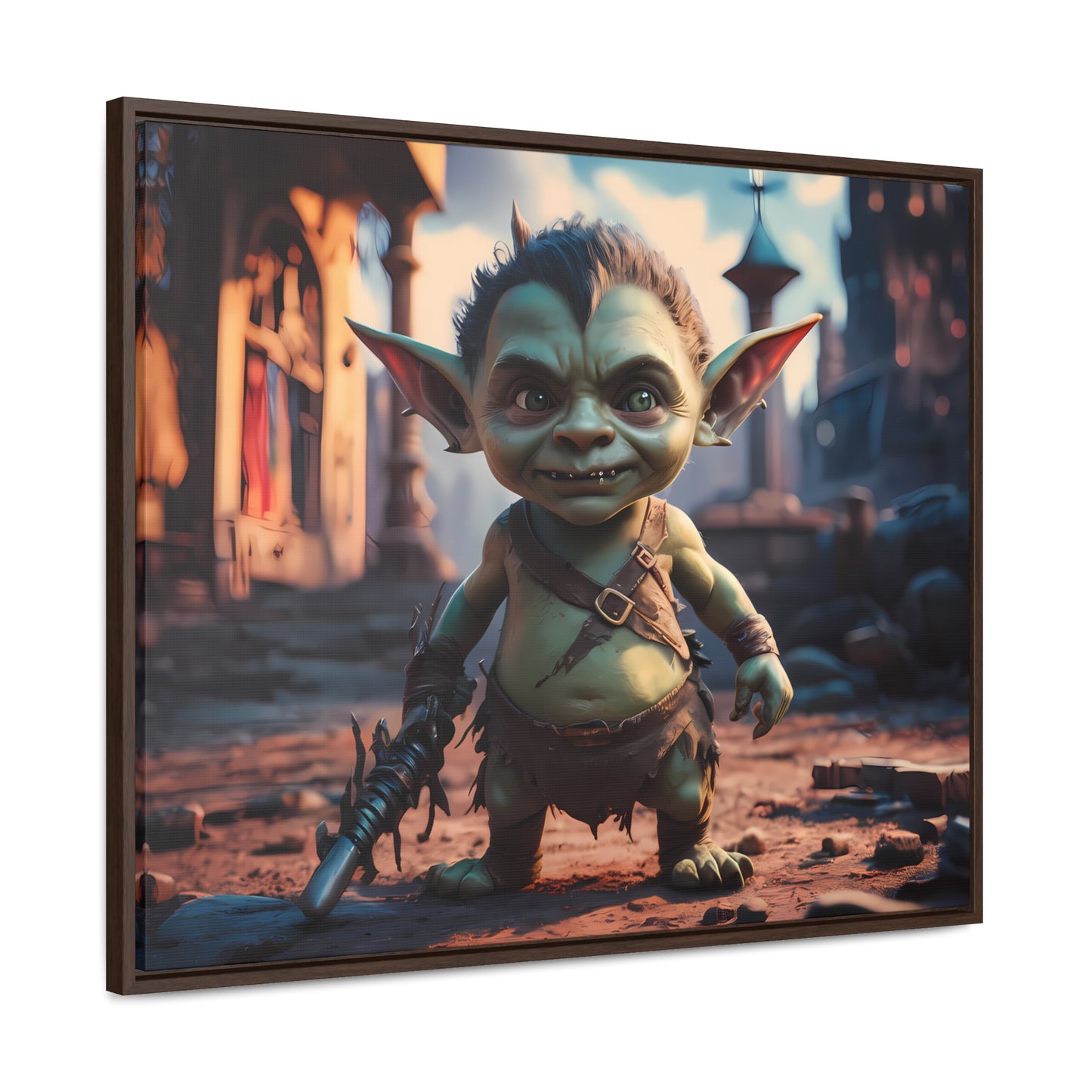 Goblin Warrior in the Ruined City - Gallery Canvas Wraps, Horizontal Frame