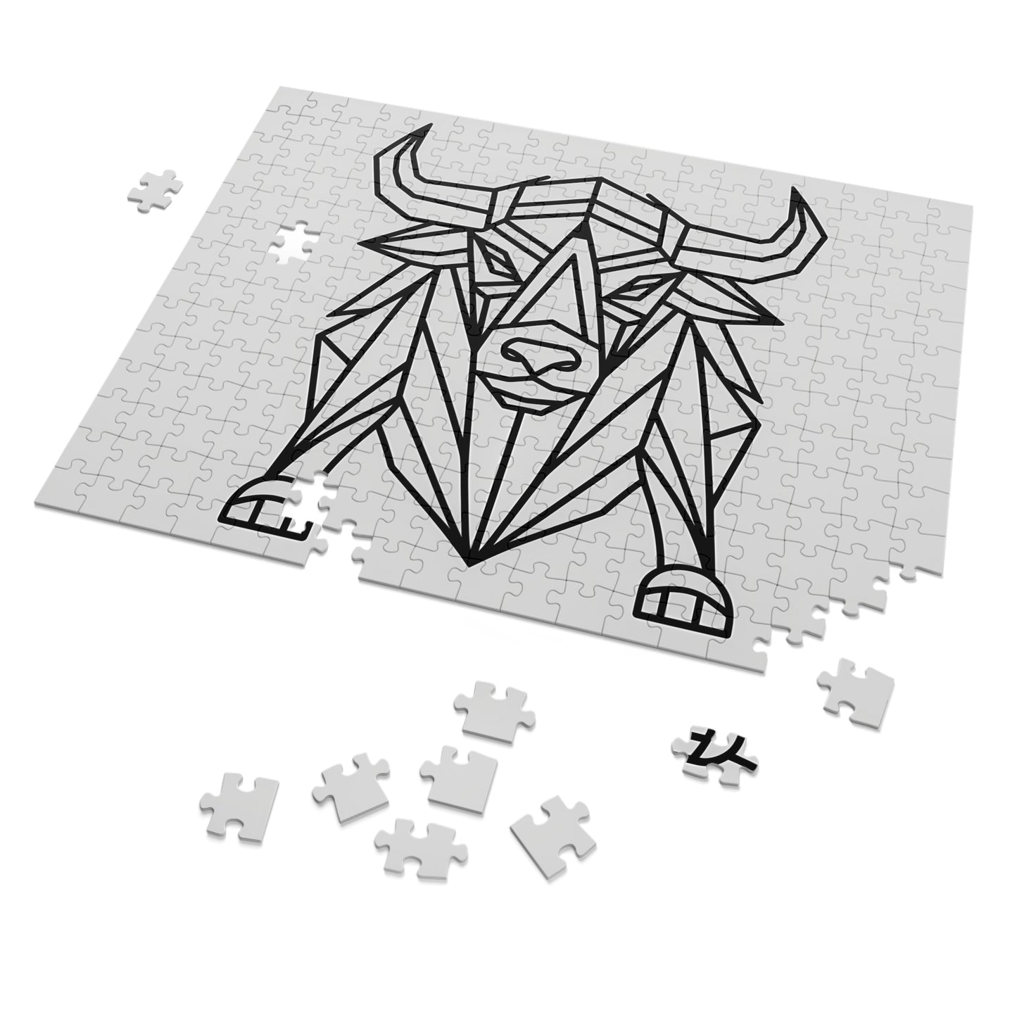 Geometric Bison Strength - Jigsaw Puzzle (30, 110, 252, 500,1000-Piece)
