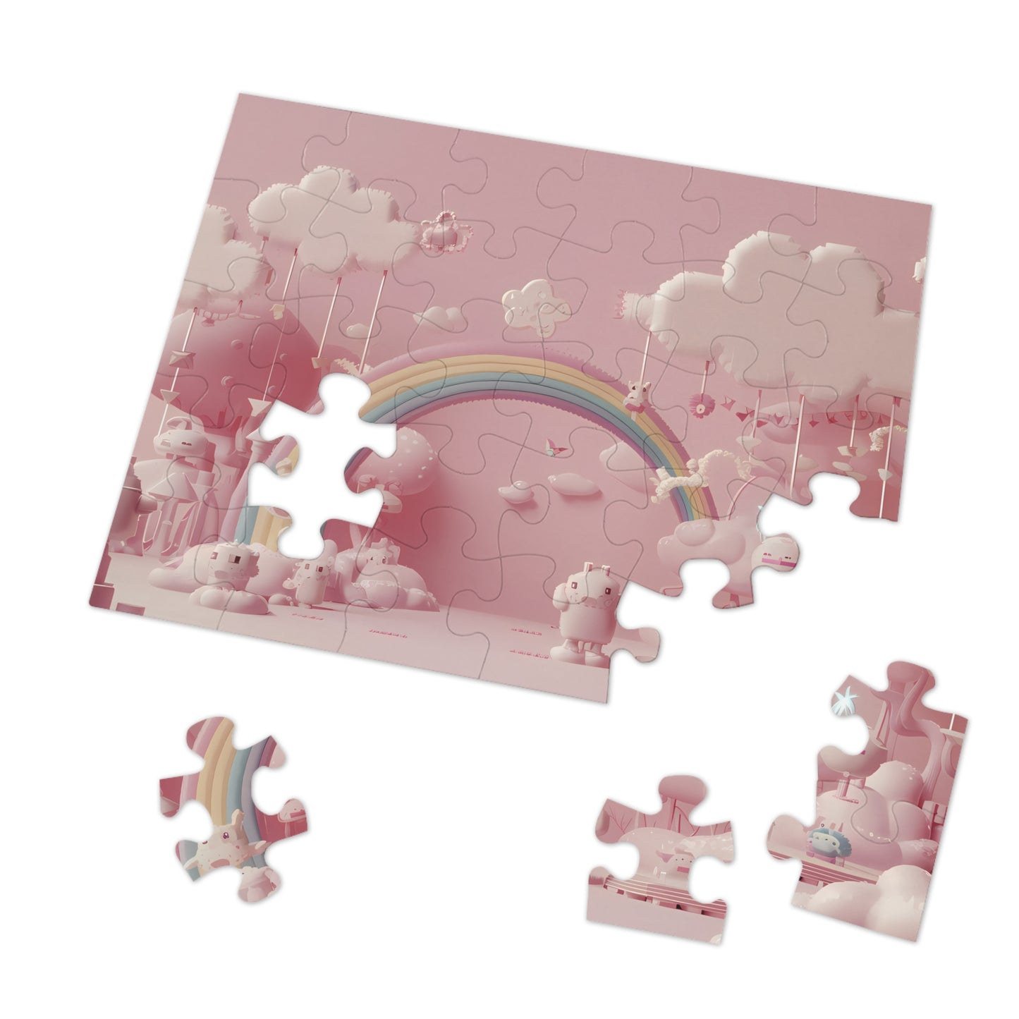 Whimsical Dreamscape of Pink Bliss - Jigsaw Puzzle (30, 110, 252, 500,1000-Piece)