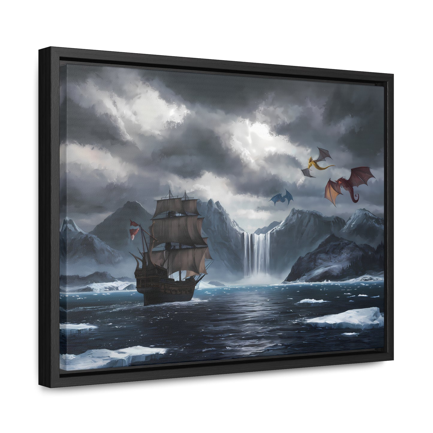 "The Voyage to Dragon's Fjord" - Gallery Canvas Wraps, Horizontal Frame