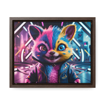 Neon Paws in the Cyber City - Gallery Canvas Wraps, Horizontal Frame
