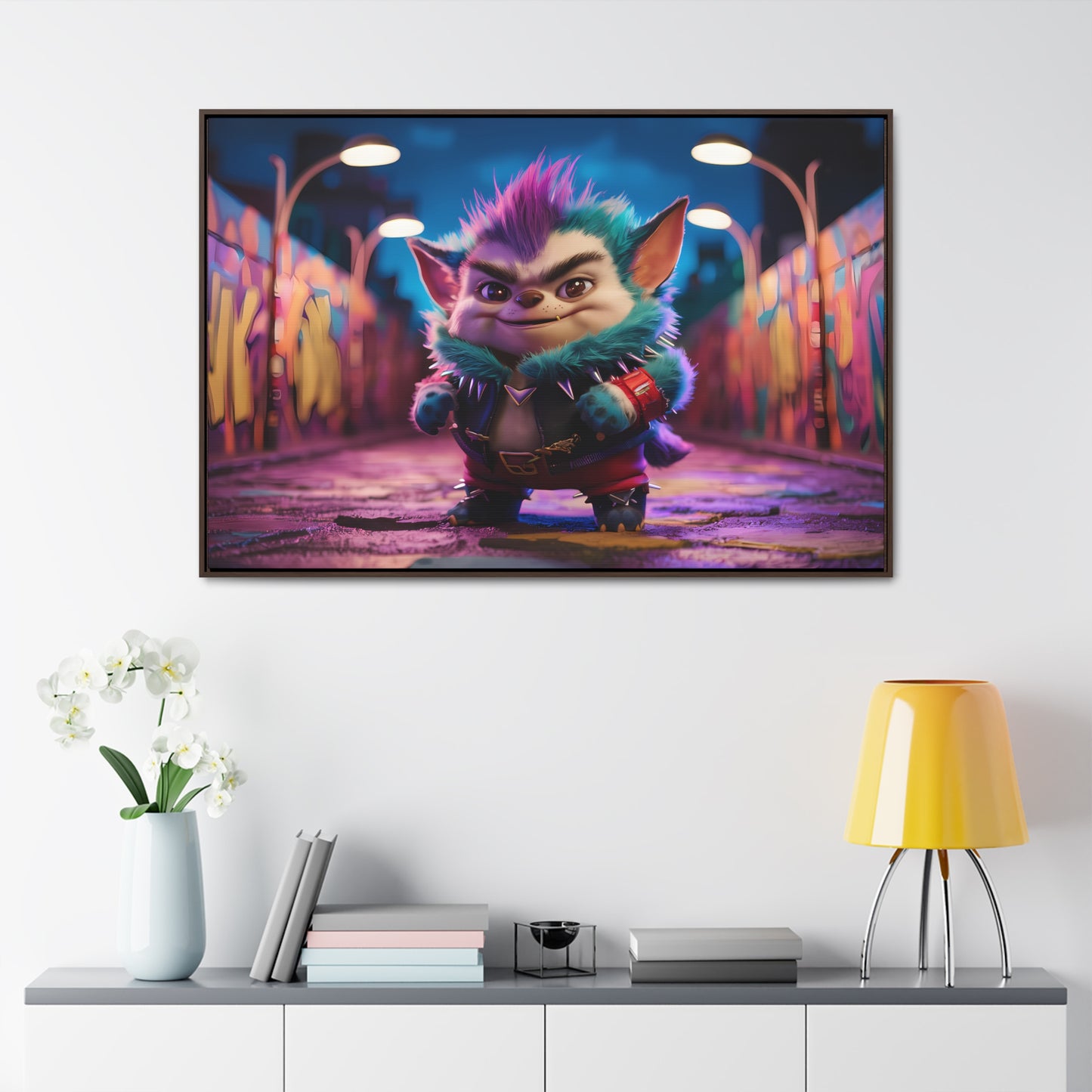 Rebel Furry in the Neon Alley - Gallery Canvas Wraps, Horizontal Frame