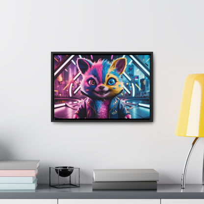 Neon Paws in the Cyber City - Gallery Canvas Wraps, Horizontal Frame
