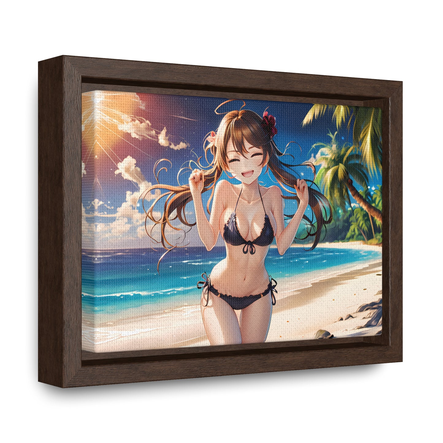 Sunlit Joy on the Beach - Gallery Canvas Wraps, Horizontal Frame