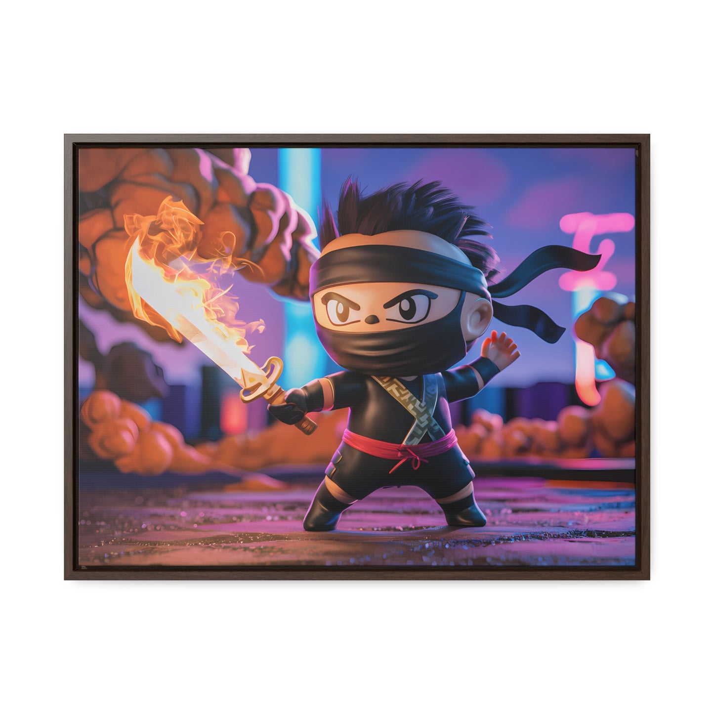 "Flameblade Ninja in Action" - Gallery Canvas Wraps, Horizontal Frame