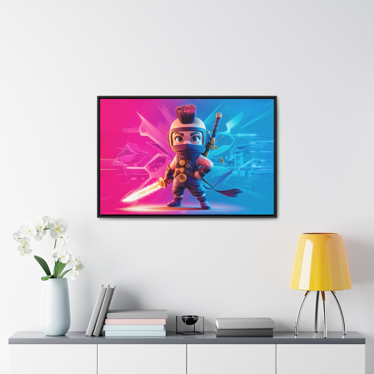 Neon Ninja Showdown - Gallery Canvas Wraps, Horizontal Frame