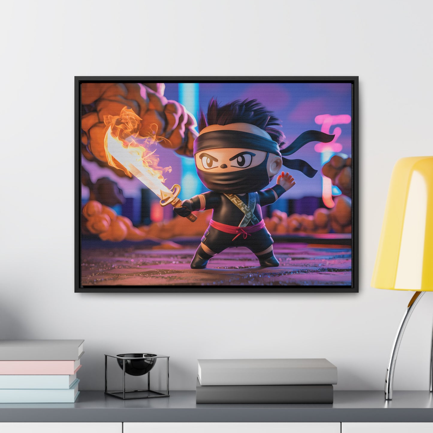 "Flameblade Ninja in Action" - Gallery Canvas Wraps, Horizontal Frame