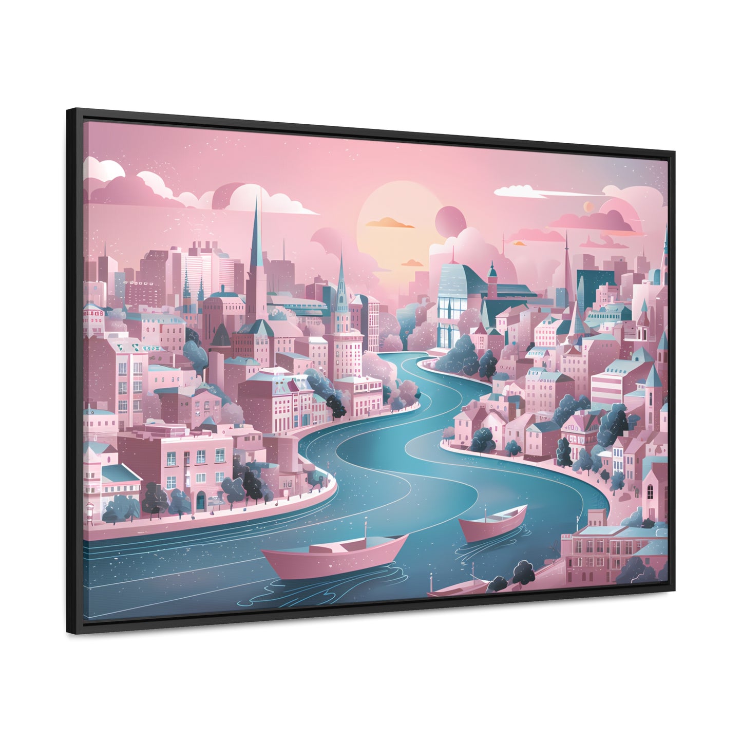 Serene City at Dawn - Gallery Canvas Wraps, Horizontal Frame